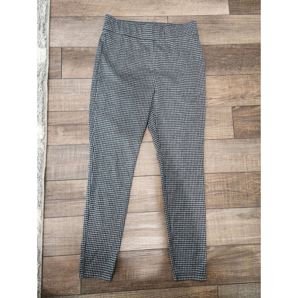 Ann Taylor Loft Marisa Skinny Pants Womens M Black White Geometric Casual Career